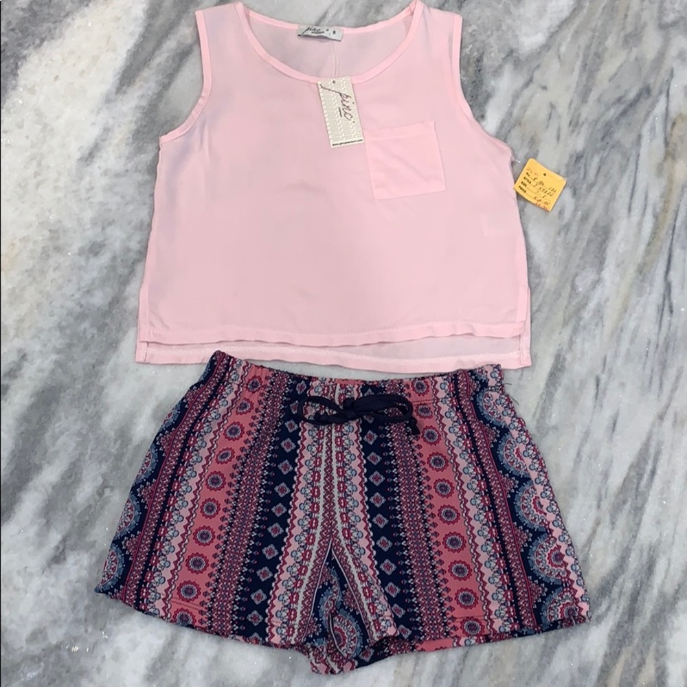 NWT girls Pinc premium 2 piece short/tank set Sz S